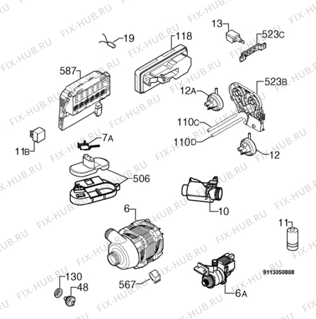 Взрыв-схема посудомоечной машины Privileg 00527434_11355 - Схема узла Electrical equipment 268